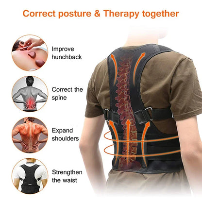 Magnetic Posture Corrector for Men Shoulder Upper Back Brace Pain Relief Back Belt Correct Hunchback Lumbar Support Girdle Strap